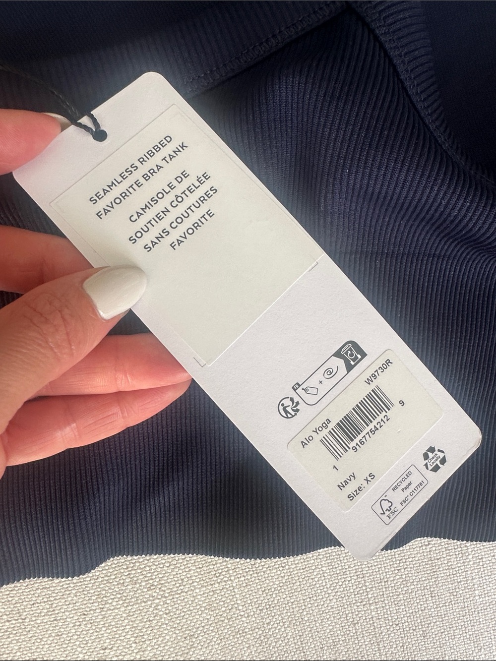 Navy ALO Yoga Ribbed bra top - Picture 5 of 6